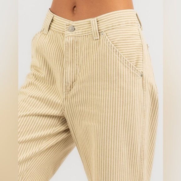 Levi’s Dad Utility Pants Size 27L30 — White with Cream Stripes, Oversized Fit - Picture 2 of 12